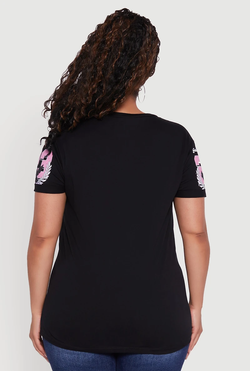 Womens Plus Size New York Fearless Dreams 23 Graphic Tee, Black, Size 3X