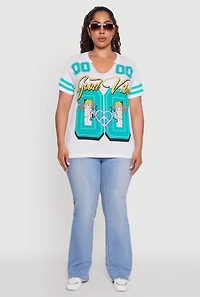 Womens Plus Size Good Vibes Cupid Graphic Tee, White, Size 1X