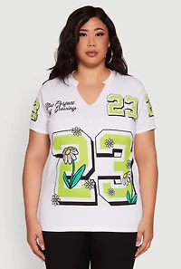 Womens Plus Size Notch Neck Not Perfect Just Growing 23 Graphic Tee, Multi, Size 3X