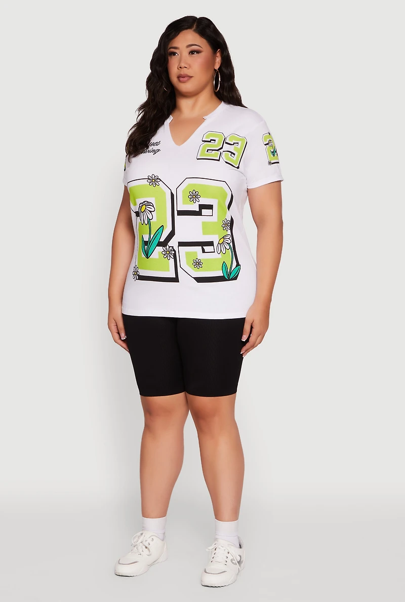 Womens Plus Size Notch Neck Not Perfect Just Growing 23 Graphic Tee, Multi, Size 3X