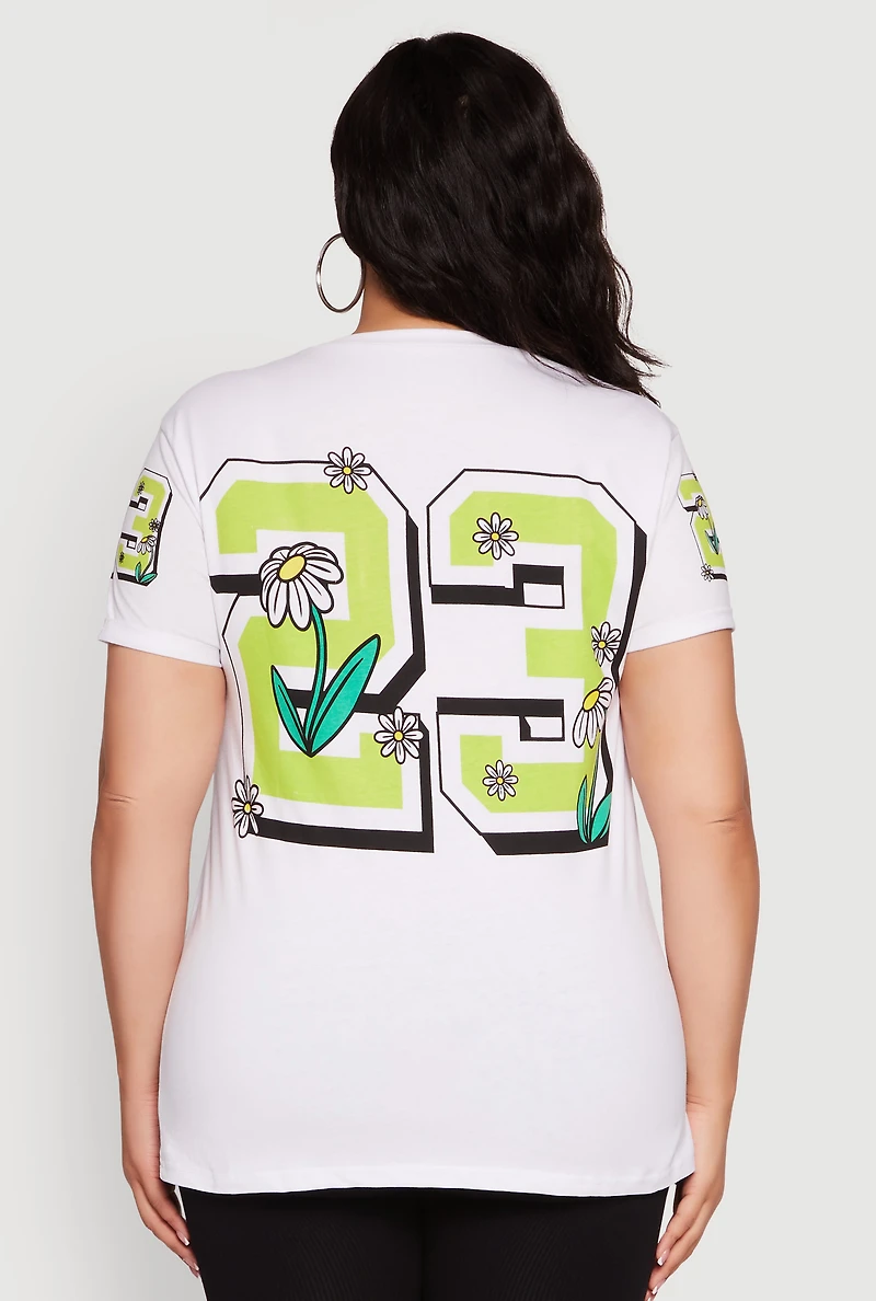 Womens Plus Size Notch Neck Not Perfect Just Growing 23 Graphic Tee, Multi, Size 3X