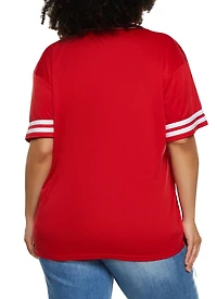 Womens Plus Size Angel Baseball Shirt, Red, Size 1X