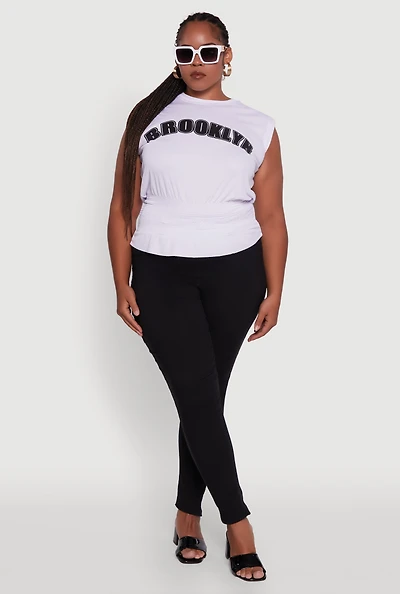 Plus Brooklyn Queen Smocked Waist Sleeveless Top