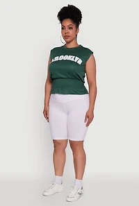 Womens Plus Brooklyn Queen Smocked Waist Sleeveless Top, Green,