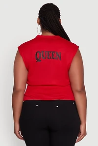 Womens Plus Brooklyn Queen Smocked Waist Sleeveless Top,