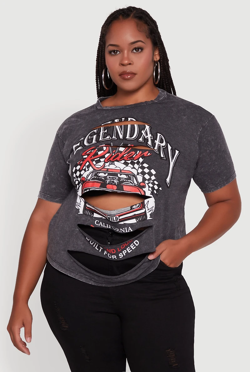 Womens Plus Size Legendary Rider California Graphic T-Shirt, Grey, Size 2X