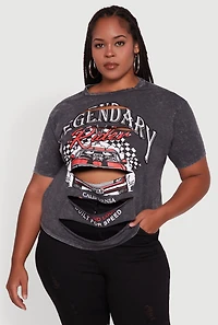 Womens Plus Size Legendary Rider California Graphic T-Shirt, Grey, Size 2X