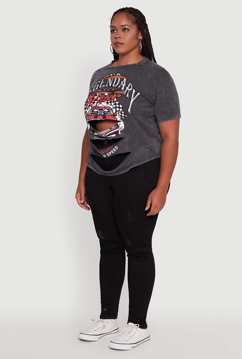 Womens Plus Size Legendary Rider California Graphic T-Shirt, Grey, Size 2X