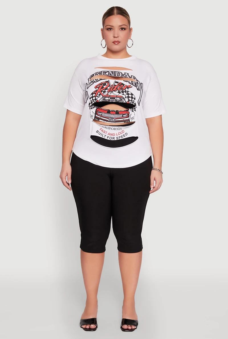 Womens Plus Size Legendary Rider California Graphic T-Shirt, White, Size 3X