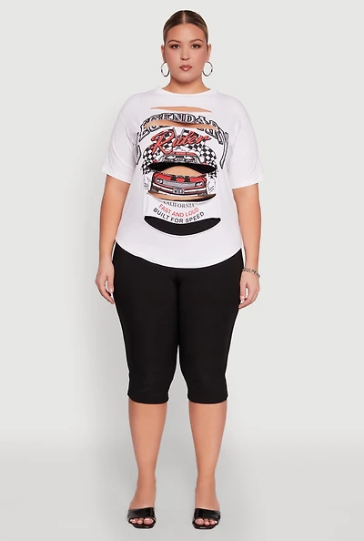Womens Plus Size Legendary Rider California Graphic T-Shirt, White, Size 3X