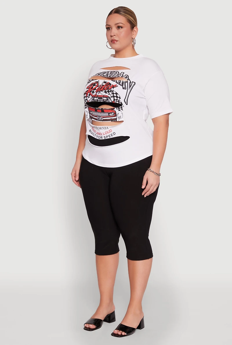Womens Plus Size Legendary Rider California Graphic T-Shirt, White, Size 3X