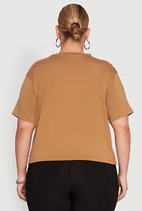 Womens Plus Slashed Vintage Motorcycle Graphic Crew Neck Tee,
