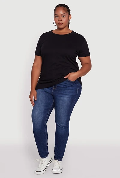 Womens Plus Crew Neck Short Sleeve T-Shirt,