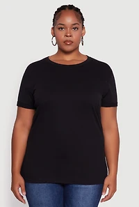 Womens Plus Crew Neck Short Sleeve T-Shirt, 1X