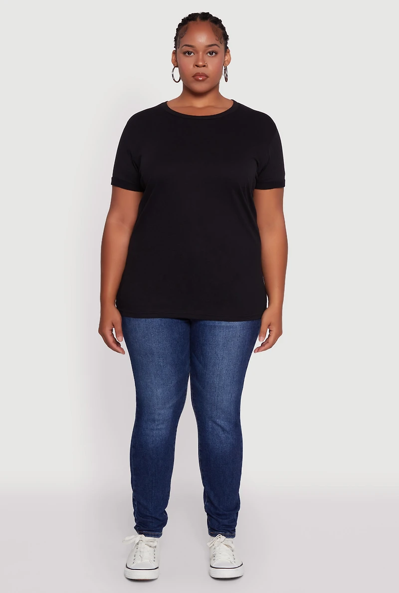 Womens Plus Crew Neck Short Sleeve T-Shirt, 1X