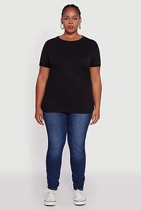 Womens Plus Crew Neck Short Sleeve T-Shirt, 1X