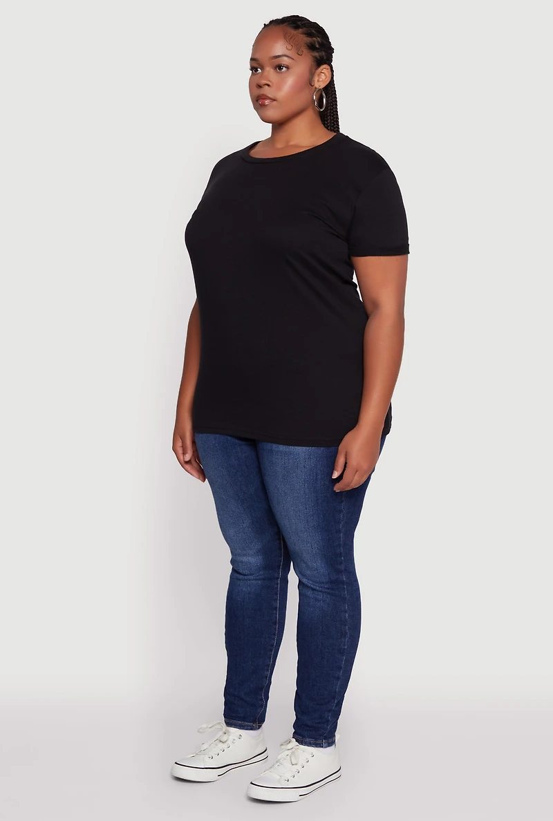 Plus Crew Neck Short Sleeve T-Shirt