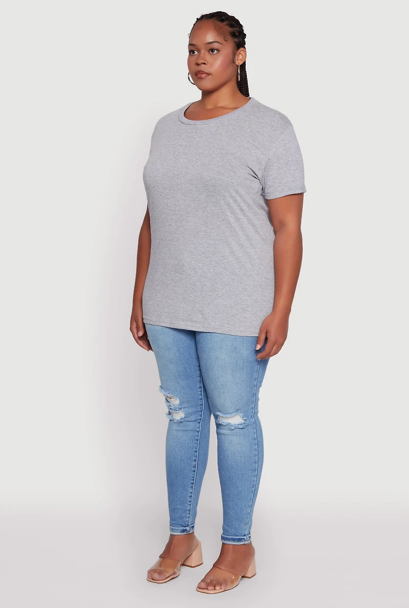 Plus Crew Neck Short Sleeve T-Shirt