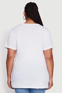 Womens Plus Size Crew Neck Short Sleeve T-Shirt, White, Size 1X