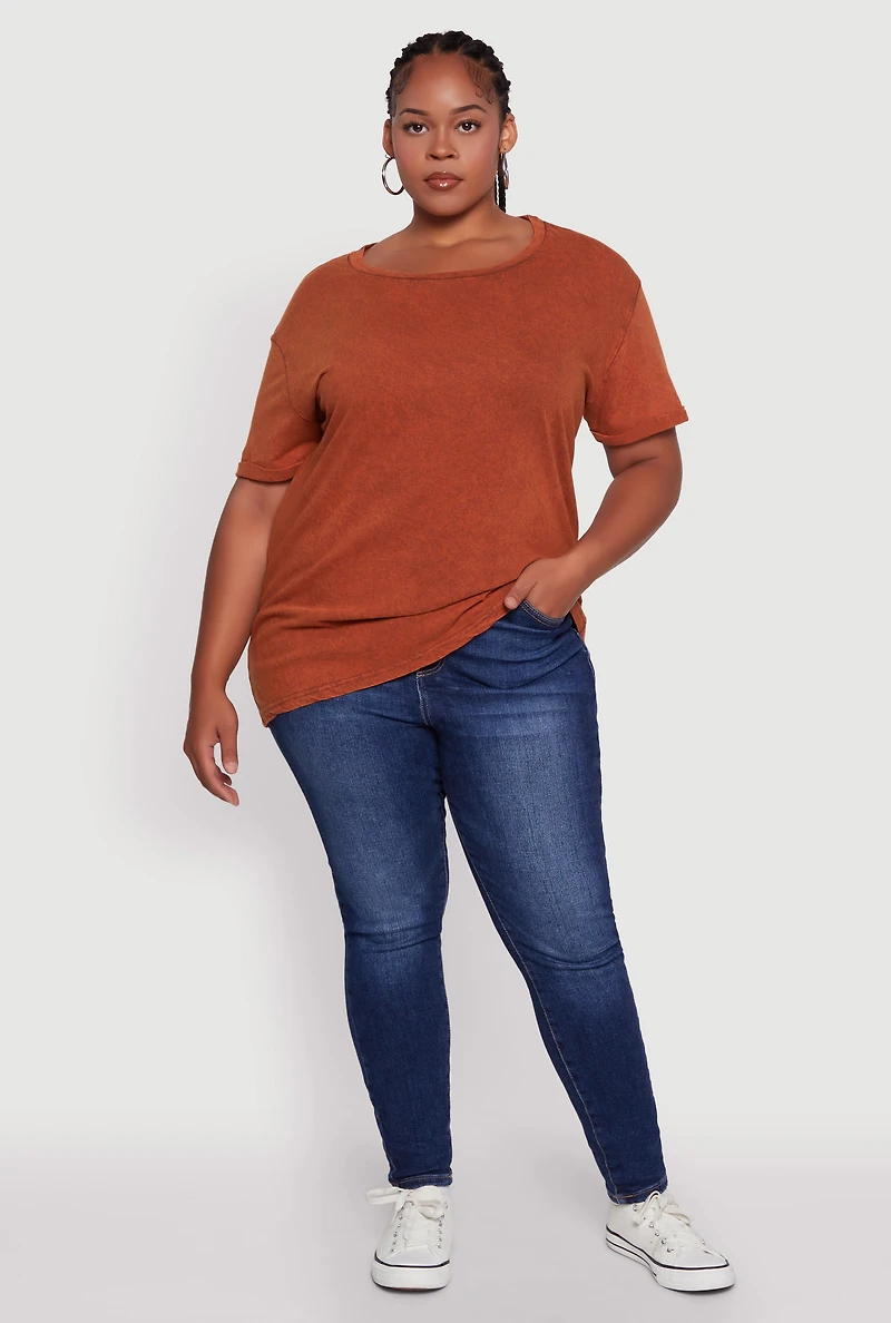Plus Crew Neck Short Sleeve T-Shirt