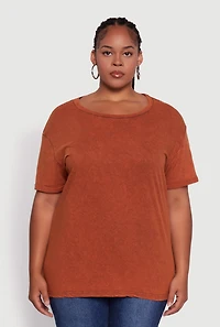 Womens Plus Crew Neck Short Sleeve T-Shirt,