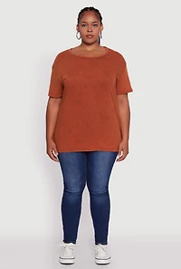 Womens Plus Crew Neck Short Sleeve T-Shirt,