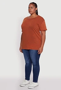 Womens Plus Crew Neck Short Sleeve T-Shirt,