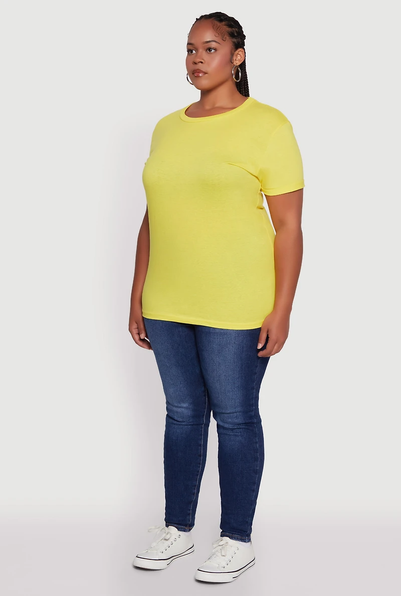 Plus Crew Neck Short Sleeve T-Shirt