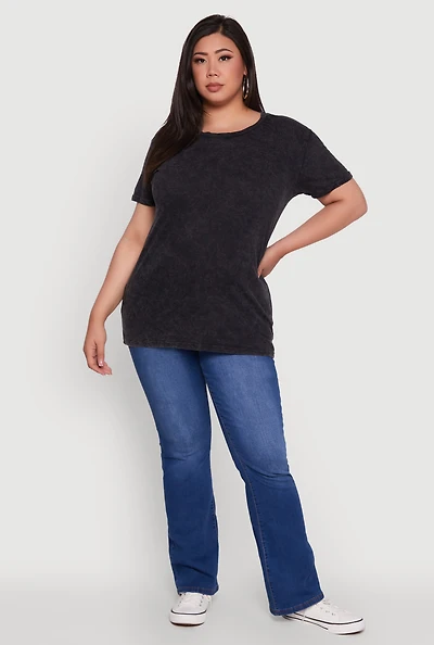 Womens Plus Crew Neck Short Sleeve T-Shirt,