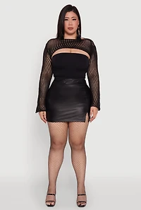 Womens Plus Stylish Crochet Bell Sleeve Bolero Top,
