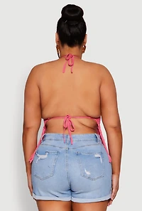 Plus Tie Back Crochet Fringe Halter Top