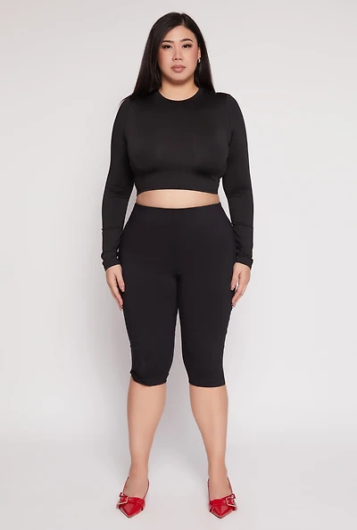 Plus Daisy Long Sleeve Crop Top