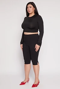 Plus Daisy Long Sleeve Crop Top