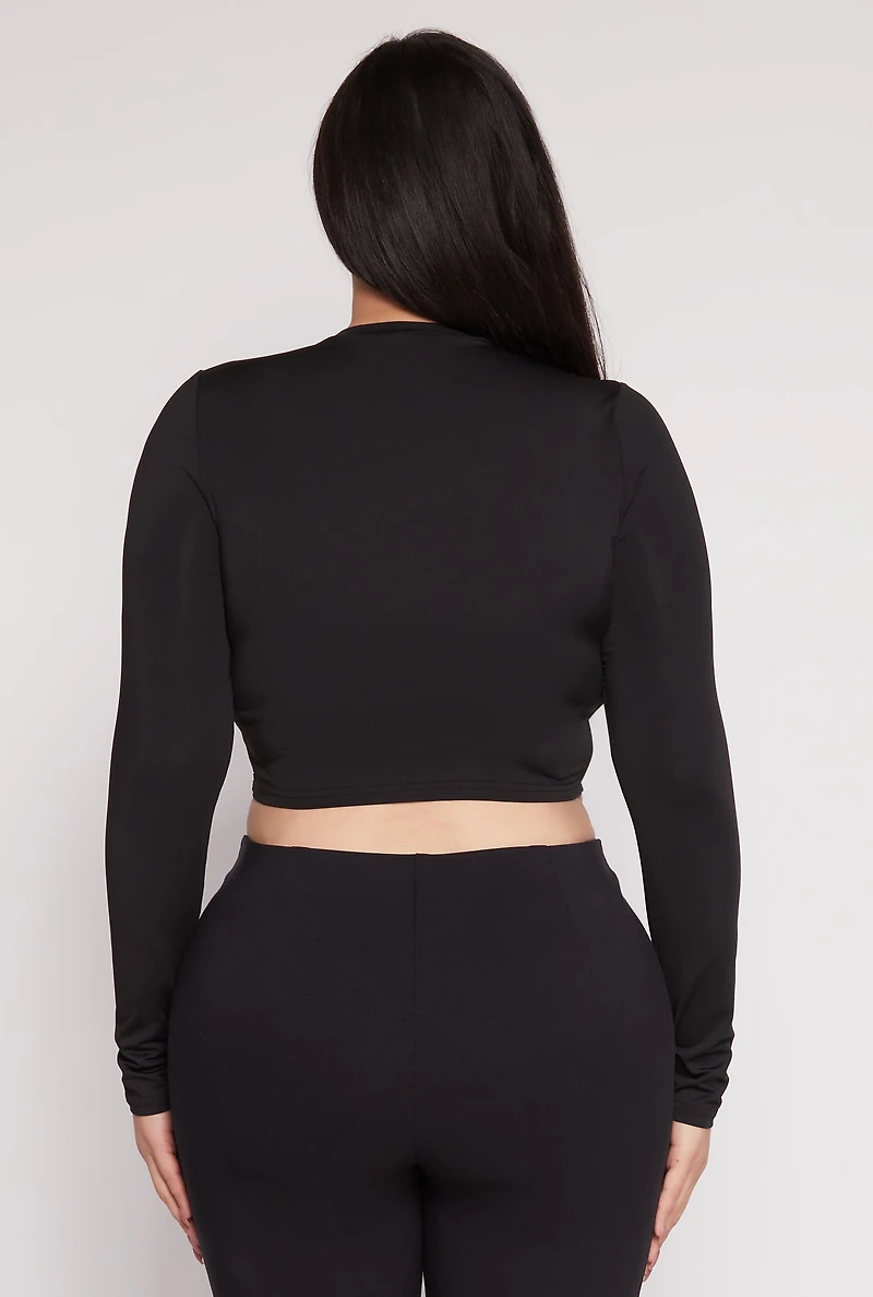 Plus Daisy Long Sleeve Crop Top