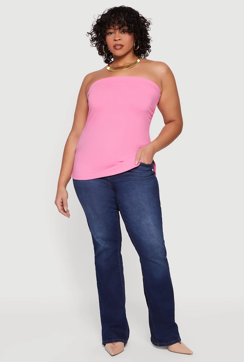 Plus Solid Side Slit Tube Top