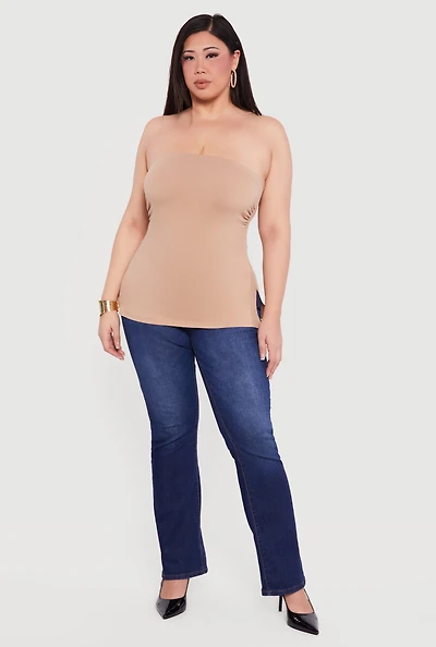 Plus Solid Side Slit Tube Top