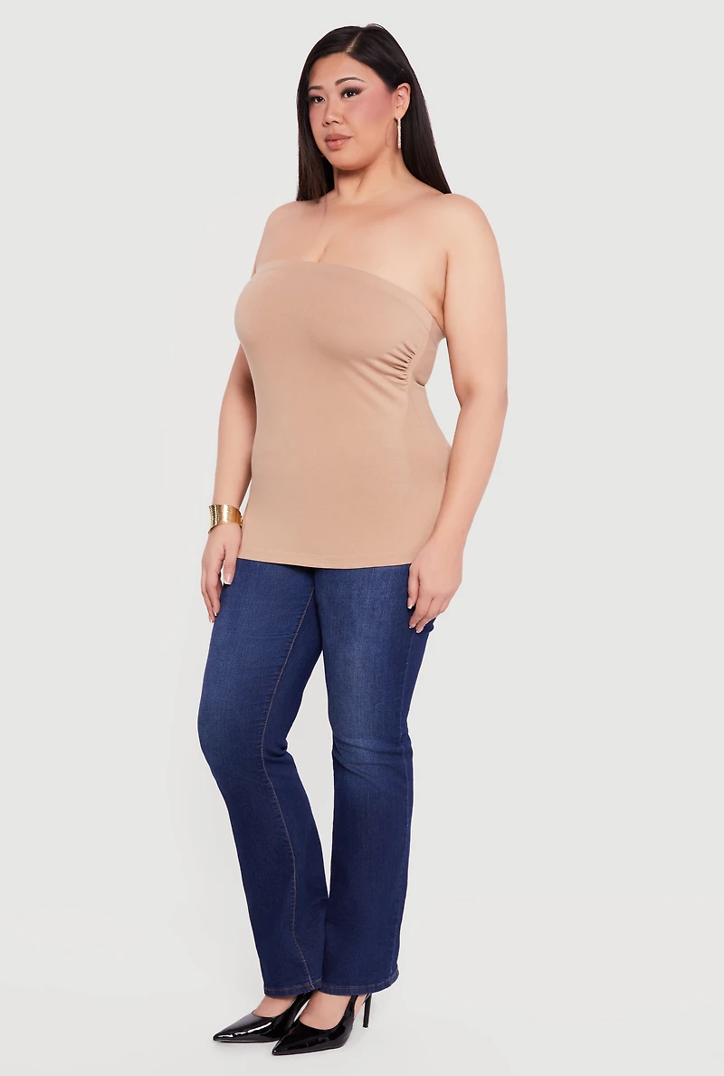 Plus Solid Side Slit Tube Top