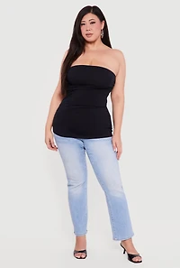 Plus Solid Ruched Side Tube Top