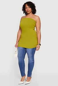 Plus Solid Ruched Side Tube Top