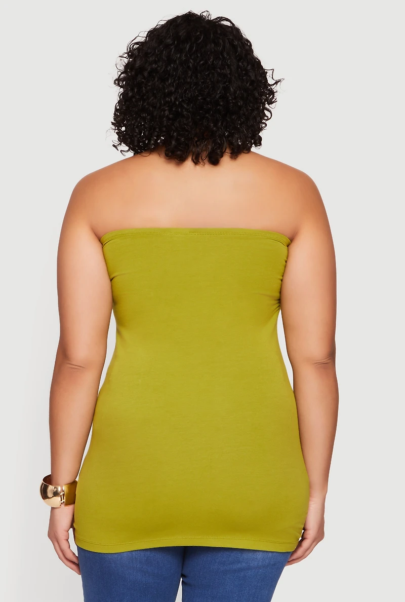 Plus Solid Ruched Side Tube Top