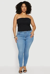 Plus Solid Fold Over Tube Top