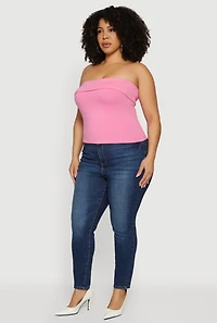 Plus Solid Fold Over Tube Top