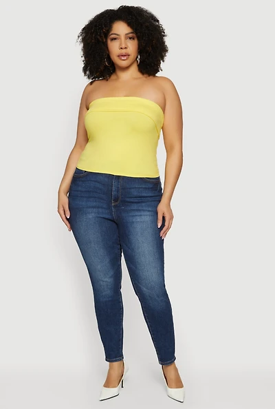 Plus Solid Fold Over Tube Top