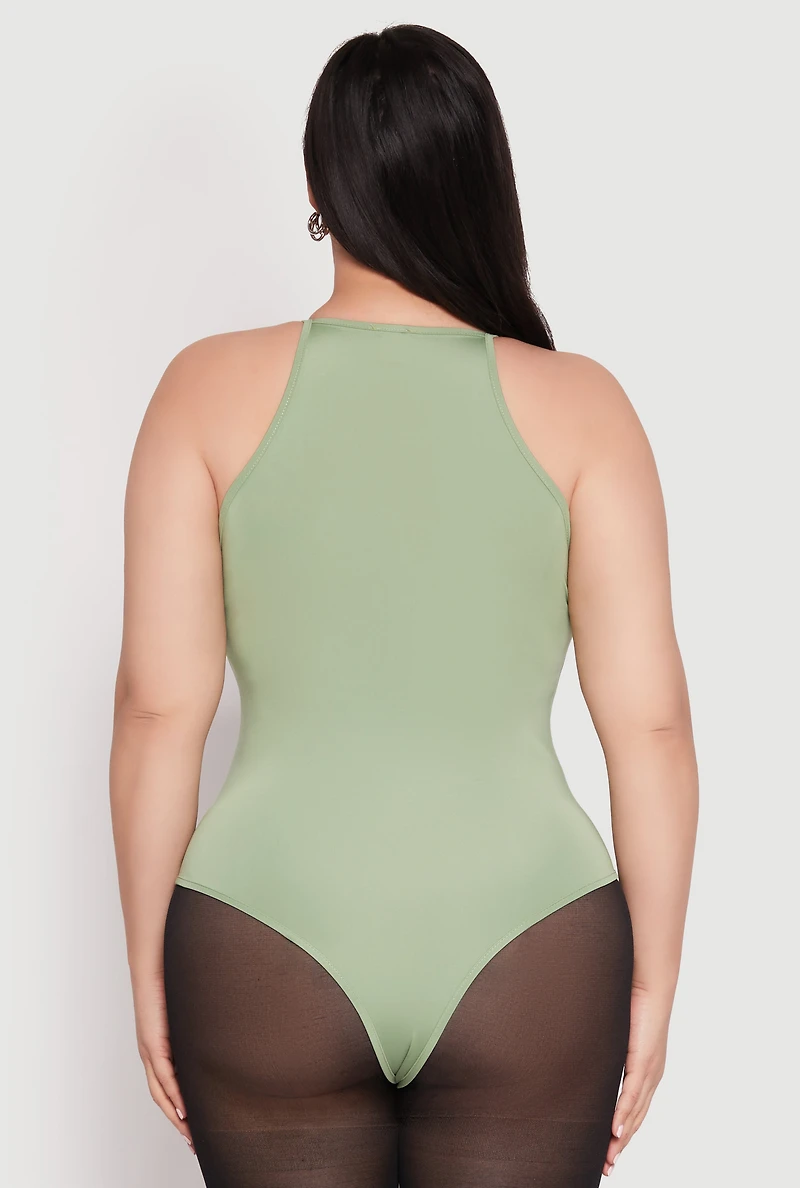 Womens Plus Size Daisy Cami Bodysuit, Green, Size 2X