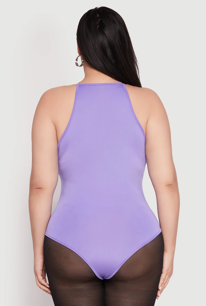Womens Plus Size Daisy Cami Bodysuit, Purple, Size 1X