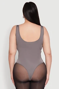 Womens Plus Daisy Sleeveless Bodysuit, Grey,