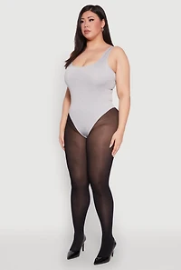 Womens Plus Size Daisy Sleeveless Bodysuit, Grey, Size 2X