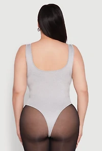Womens Plus Size Daisy Sleeveless Bodysuit, Grey, Size 2X