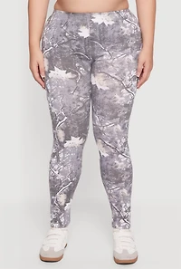 Womens Plus Size Hunter Camo High Waisted Leggings, Grey, Size 1X