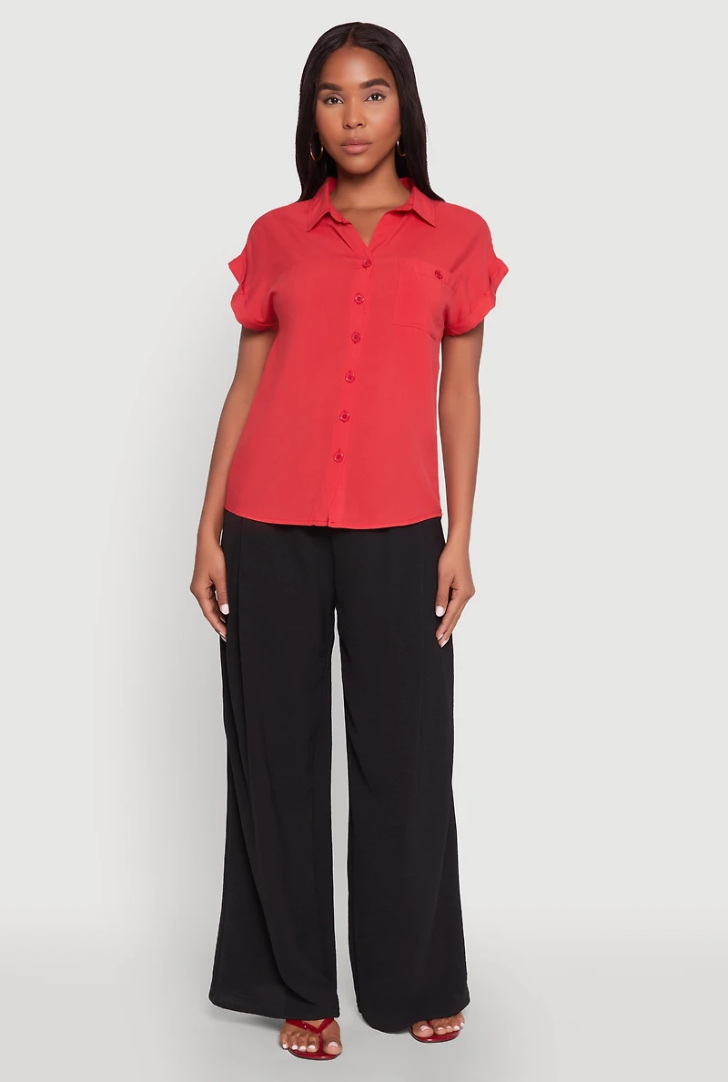 Womens Fixed Cuff Short Sleeve Shirt,